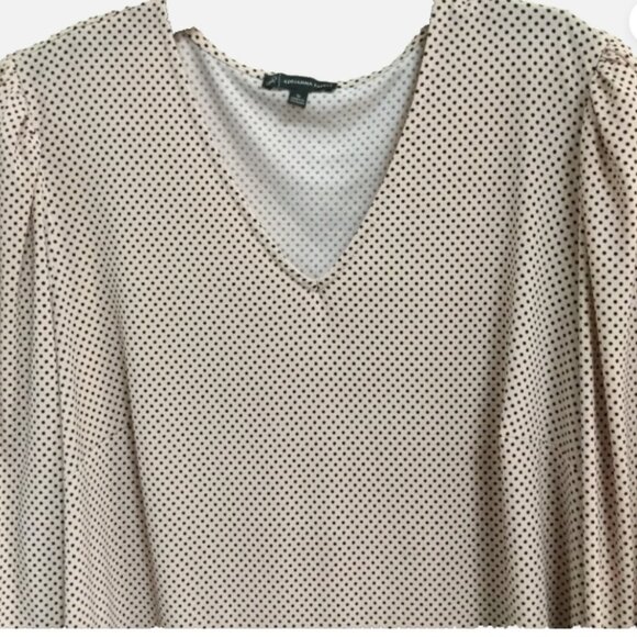 Adrianna Papell Women Plus Size 1X Knit Pullover Blouse Pink / Black polka dots - Picture 3 of 8